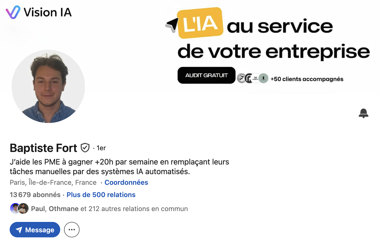 Profil LinkedIn Baptiste Fort